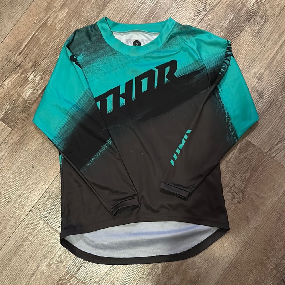 Thor Black and Teal Racing Jersey